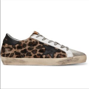 Golden Goose Leopard Print Calf-hair Superstars